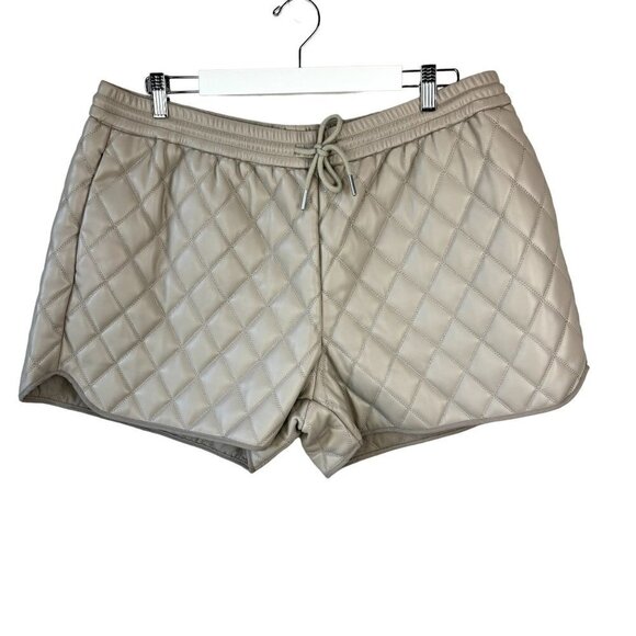 Dear John Clara Pleated Stitched Shorts Bone Vegan Leather NWT XL - Picture 1 of 10